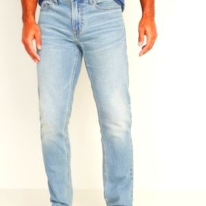 Old Navy Mens Straight Built-In Flex Jeans Light Blue Wash 36x30 NWT